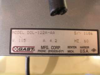 Gast Oil Less Vacuum Pump DOL 122A AA  