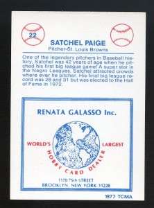 SATCHEL PAIGE AUTO SIGNATURE JSA CERT AUTHENTIC GUM CARD TCMA 1977 