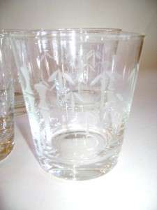   NORITAKE Bamboo Pattern Etched CRYSTAL Glasses Cocktail 3 tall  