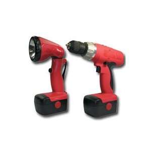  14.4V 3/8in. Driver Drill Kit with Flashlight, 2 Batteries 