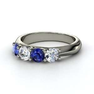  On the Four Front Ring, Sterling Silver Ring with Sapphire 