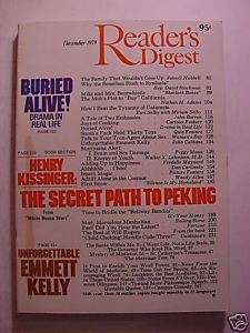 Readers Digest December 1979 Emmit Kelly John Culhane  