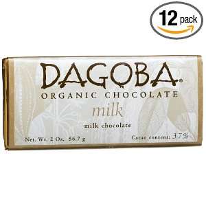 Dagoba Pure Milk (37%) Bar, 2.0 Ounces Bars (Pack of 12)  