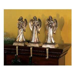 Set of 3 Winters Blush Rustic Gold Angel Christmas Stocking Holders 9 