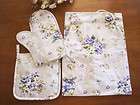 Pretty Shabby Pink Rose Frill border Cotton Blue Apron sale items in 