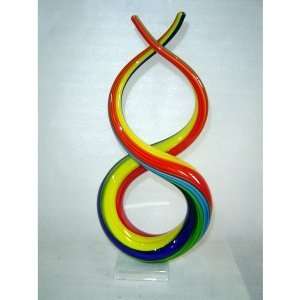  ART IN MOTION COLORFUL GLASS FIGURE EIGHT SCULPTURE