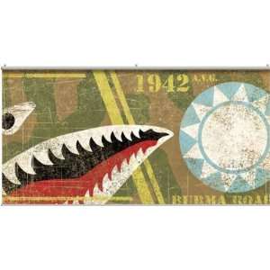   Military WW II Flying Tiger Fighter Plane Minute Mural
