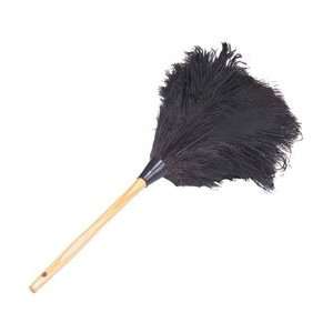    Ostrich Duster 20 inch Black Feathers Wood Handle 