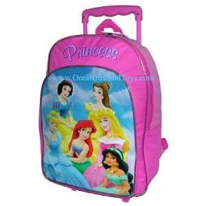  Disney Princess Girls Pink Rolling Backpack Large Toys 