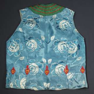 AUTHENTIC Czech Moravian folk costume vest embroidered blue brocade 