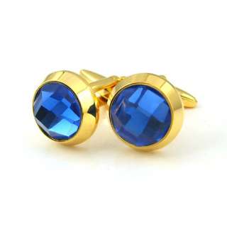 D755 Sapphire crystals gold cufflinks  