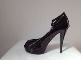 NIB New GUESS Black SAFARA Patent Peep Toe Platform Pumps Shoes Heels 