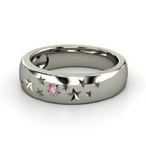Supernova Band, Sterling Silver Ring with Pink Tourmaline