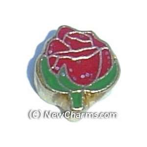  Red Rose Floating Locket Charm Jewelry