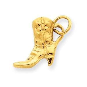  14k Solid Polished 3 Dimensional Boot Charm West Coast 