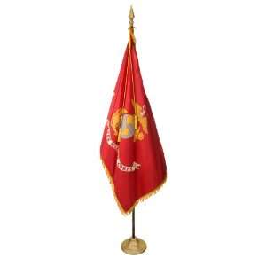  Marine Corps Flag Set 4X6 Ft   9 Ft Oak Pole w/ Round 