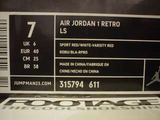   Air Jordan I Retro 1 LS SORT VARSITY RED WHITE ROYAL BLUE Sz 7  