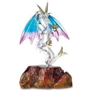  Glass Dragon on Wooden Base