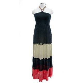 American Rag Black Combo Smocked Maxi Dress With Wooden Bead