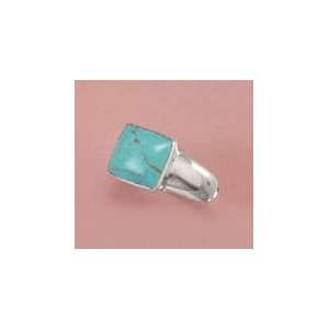  Reconstituted Turquoise Polished Sterling Silver Ring 