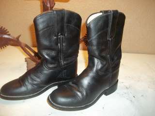 Ladys Justin Ropers Cowboy Boots Black Leather 5.5 D Western 5 1/2 5 
