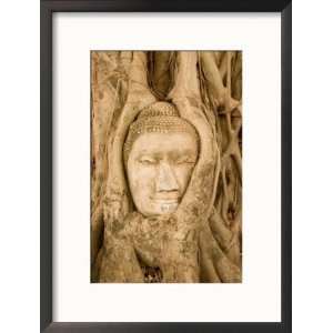 Buddha in Tree Ruts at Ayuthaya, Siam, Thailand Framed Photographic 