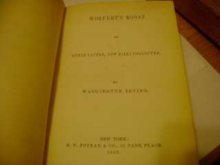 Antique 1855 Wolferts Roost Washington Irving Book 1st  