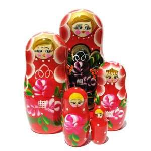   Stacking Sisters nesting doll (5 pc) Red
