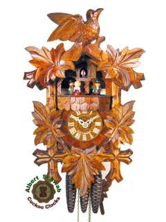 Black Forest Cuckoo Clock Carving 1Day Music Dancer NEW  