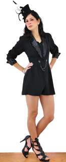   SEQUINS Mini JUMPSUIT Black Romper Dress Formal Shorts PLAYSUIT L