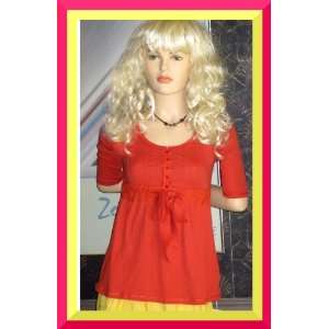   Secret Elbow Sleeve Harvest Red Ruffle Top XS 