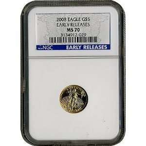  2008 $5 Gold American Eagle MS70 Early Release Sports 