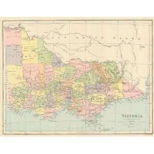  Bartholomew 1877 Antique Map of Victoria