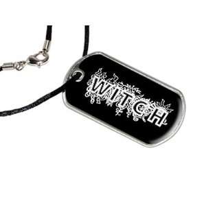  Witch   Military Dog Tag Black Satin Cord Necklace 