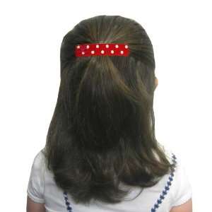  Red Cute Polka Dot Barrette with a Small Bow