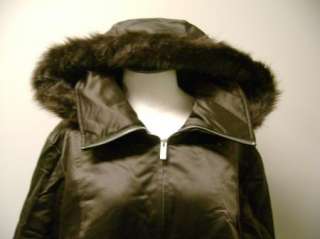 Dennis Basso Satin Jacket w/Faux Fur Detachable Hood 1X  