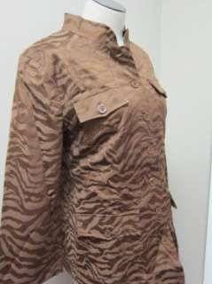   Louis DellOlio Zebra Jacquard Button Front Jacket S Brown NWOT  