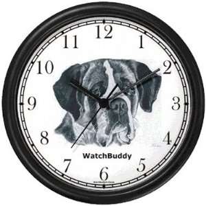 Saint Bernard Dog Wall Clock by WatchBuddy Timepieces (Black Frame 