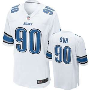   Suh Jersey Away White Game Replica #90 Nike Detroit Lions Jersey