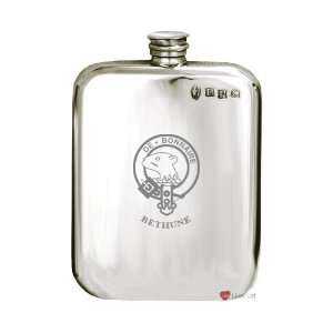 Bethune Clan Crest Pewter Hip Flask 6oz Patio, Lawn 