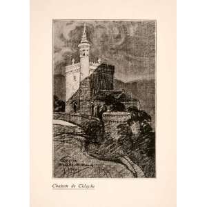  1929 Print Blanche McManus Chateau de Chignin France 