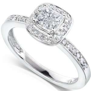   Princess Diamond Engagement Ring in 14k White Gold   Size 7 Diamond