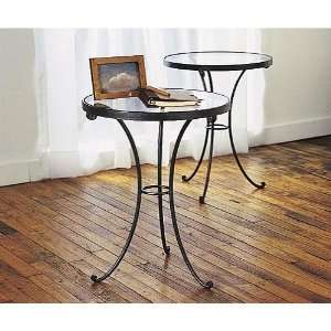   ) Table (sold As Pair) Antique Black W/glass Tops Furniture & Decor