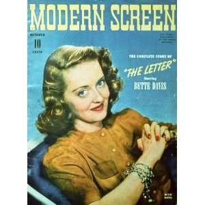 Bette Davis Poster Movie Modern Screen Magazine Cover 1940s 27x40 