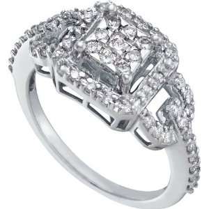   Casing .50CT Diamond Square Filled Middle with Side Diamonds Jewelry