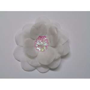  White 4 Sequin Center Flower Hair Clip Hair Accessories 