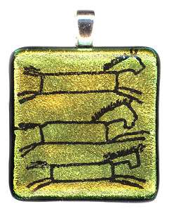 DT ~ HORSE PETROGLYPH ~ HAND ETCHED DICHROIC BEAD  