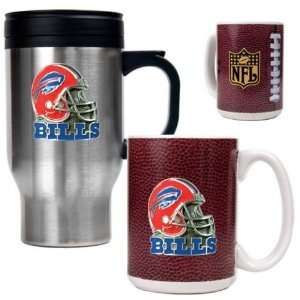  Buffalo Bills NFL Travel Mug & Gameball Ceramic Mug Set 