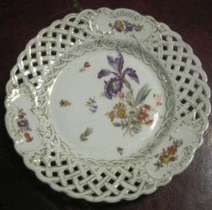 Set of 7 Antique Reticulated Floral Design Dishes  