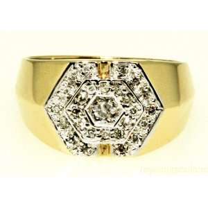  Mens Diamond 14k Yellow gold Cluster ring Jewelry